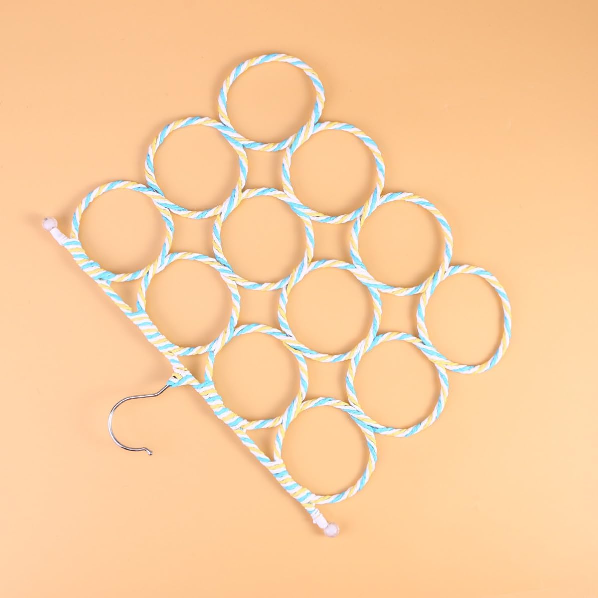 Paper Rattan Scarf Hanger with 12 Rings, Foldable Closet Organizer