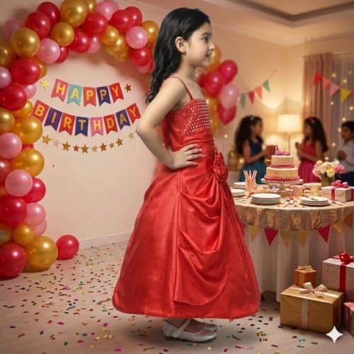 Image of SOFYANA Satin Formal Special Occasion Dress for A Young Girl Dressy Children's Wear Frock