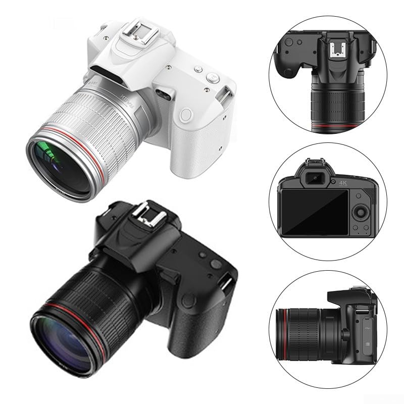 Cámara réflex digital D5, control Wi-Fi, lente dual, zoom 16X, cámara dual 4K de 64 MP, cámaras digitales de fotos y video con visión nocturna (blanco)