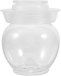 NUOBESTY Clear Pet Fermentation Jar with Water Seal Lid Transparent Pickle Container for Sauerkraut Kimchi and Food Storage Food-grade Plastic Crock for Home and Restaurant Use