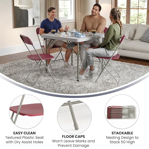 Image of Flash Furniture Hercules Series Plastic Folding Chair - Red - 650LB Weight Capacity Comfortable Event Chair - Lightweight Folding Chair