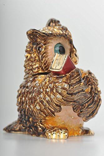 Keren Kopal Sophisticated Owl with a Book Faberge Styled Trinket Box