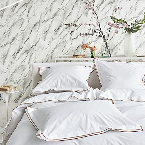Housse de couette en percale de coton bicolore Châtaigne et Ocre Astor - 2