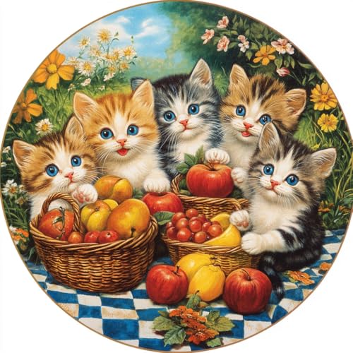 Image of Moohue Stamped Cross Stitch Kits for Adults Animals Cats and Fruit 14CT Pre Printed Cross Stitch Kits for Beginners (Animals Cats and Fruit)