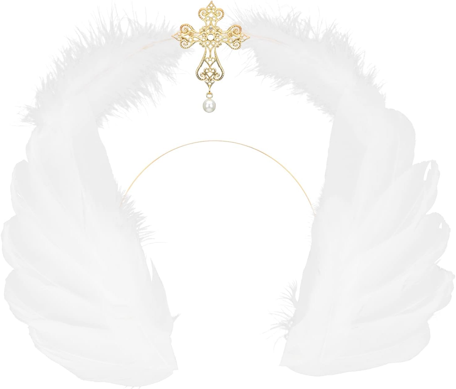 Beaupretty Gold Cross Headband Blonde Hair Accessories for Weddings Proms and Photo Props with Design