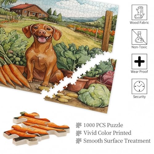 Rompecabezas de perro Vizsla primaveral en madera para revivir la alegría del campo 6