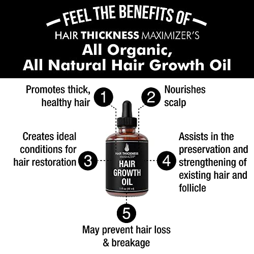 Hair Growth Serum For Hair Thickening + Moisturizing. Vegan Hair Growth Oil Scalp Treatment For Women, Men With Dry, Frizzy, Weak Hair And Hair Loss. Peppermint, Wild Black Castor Oil, Unscented 1Oz #TOP3