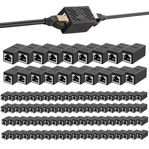 Image of COOLCOLD (Pack of 100) RJ45 Ethernet Coupler Cat7 Cat6 Cat5e LAN Connector Extender Adapter Female to Female Extension Jointer Network Cable Plug Extending Module for Router PC Laptop