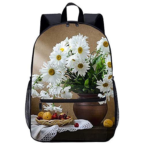 Mochila escolar margarita de 45x30x15cm para adolescentes con estampado 3D ideal para viajes