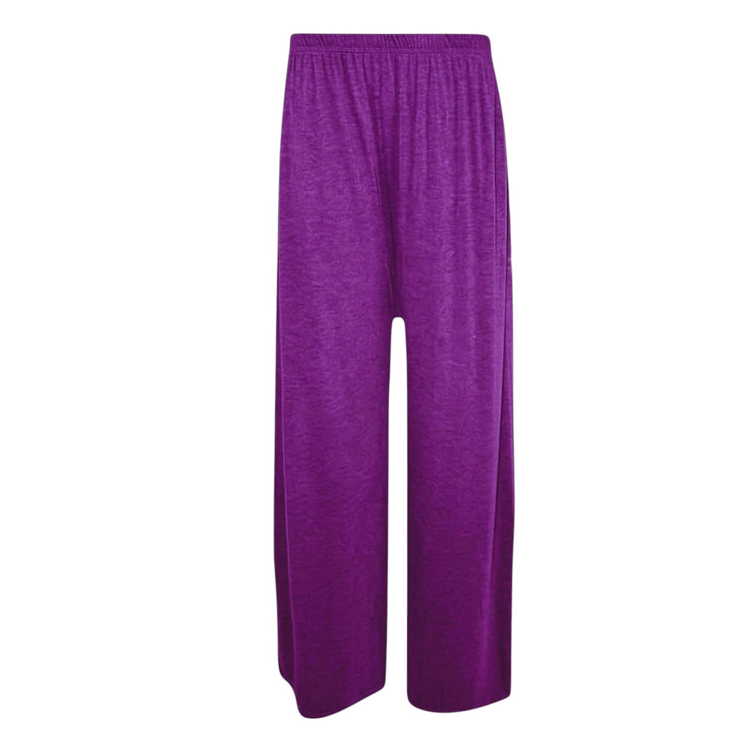 SXME MIGHT SAY Women’s Palazzo Trousers – Wide Leg Crepe Culottes – Elasticated Waist – Flared Smart Casual Pants (UK, Numeric, 8, 26, Regular, Regular, 3XL | 24-26, Purple)