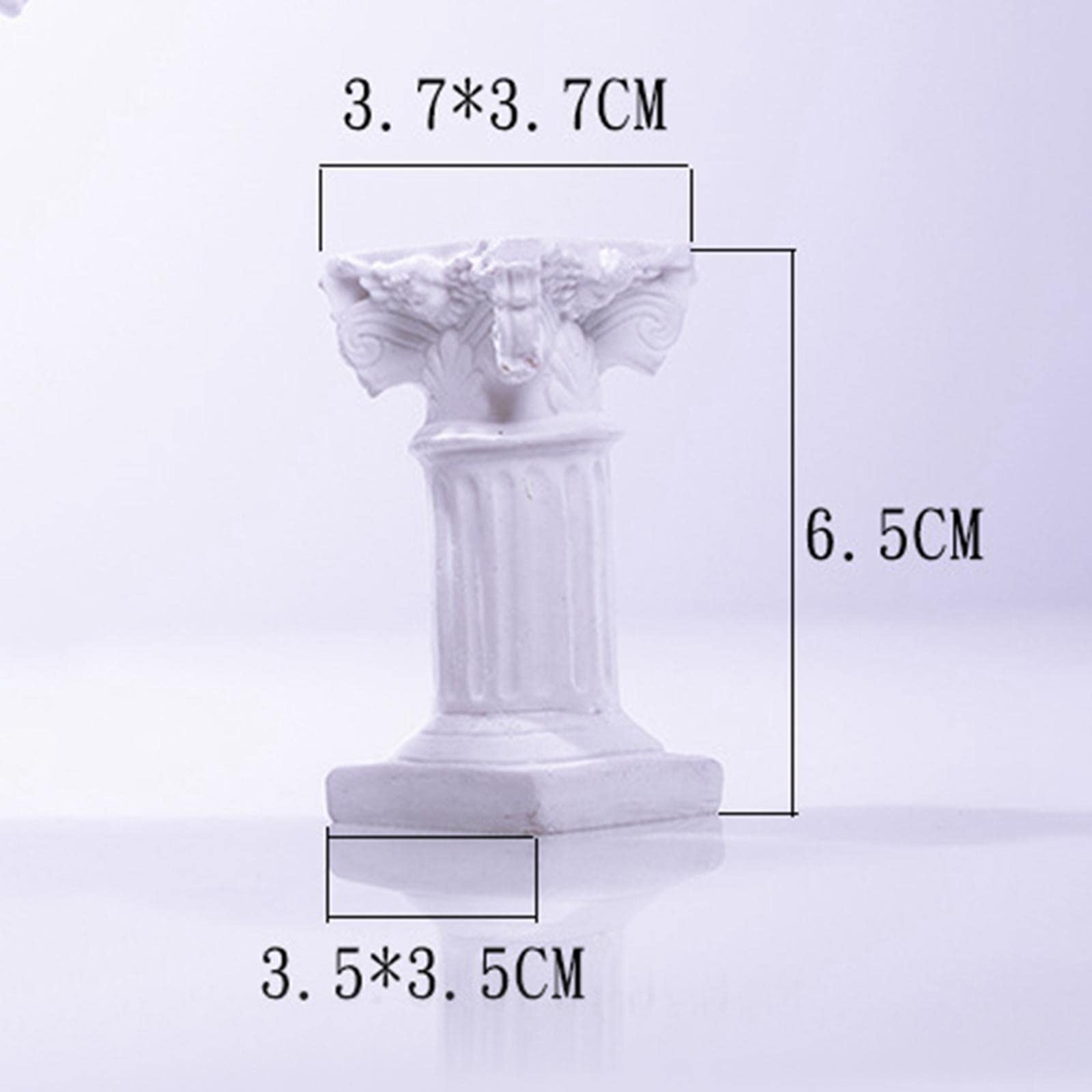 Statua in miniatura a colonna romana con piedistallo, colonna greca, per tavolo paesaggistico, bianco, 3,5 x 6,5 cm