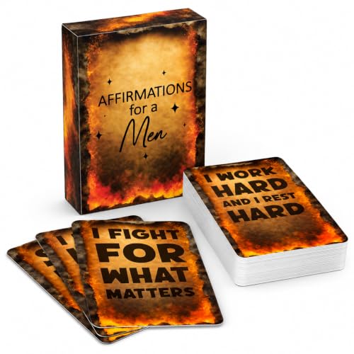 Affirmations for Men – 50 Daily Motivation & Confidence Building Affirmation Cards for Strength, Discipline & Mental Focus, Positive Mindset Self Care Deck for Personal Growth, Powerful Birthday Gift for Him.