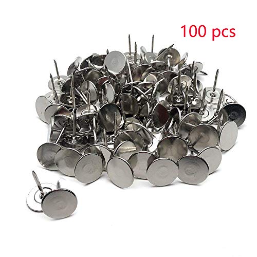 Sydien Flat Head Upholstery Tack Home Furniture Decor Nail Thumb Tack Pushpin Silver Tone 100pcs (16mm x 20mm)
