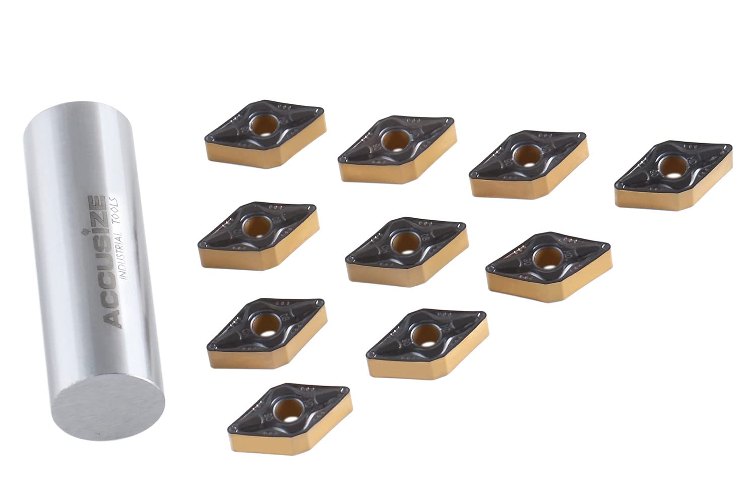Accusize Industrial Tools Carbide Inserts Cvd Coating Dnmg332, 10 Pcs/Box, Black/Yellow, 2206-1026