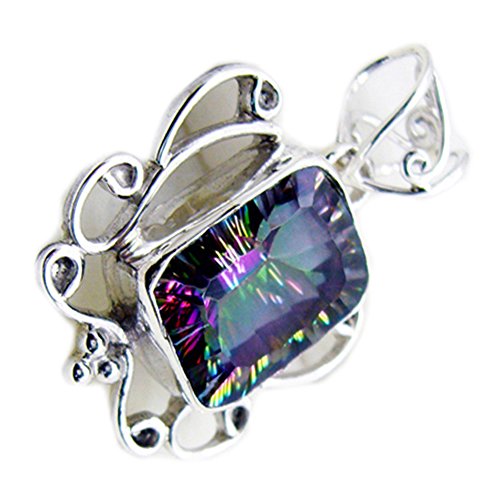 Quartz mystique pendentif argent fini les bijoux ternes avec ce médaillon rectangle