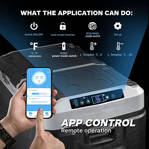 Change Moore Solar Powered 12V Refrigerator/Freezer, 42 Quart Dual Zone Portable Refrigerator Dual Door Electric Coolers For Camping, Travel, Vehicle, Car Truck -12/24V #TOP3