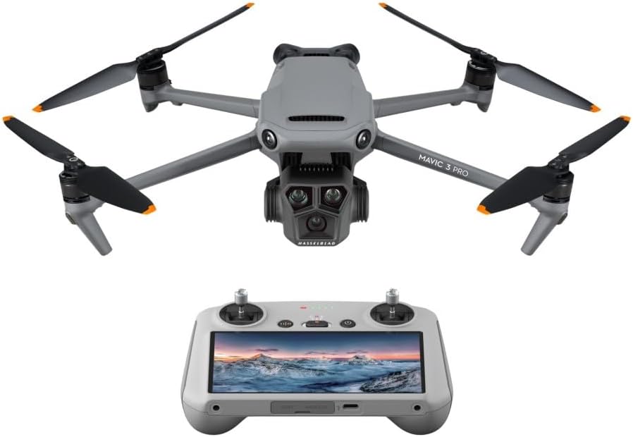 DJI Mavic 3 Pro Camera Drone with DJI RC Screen Transmitter, 3-Eye Camera, Flagship Camera Drone, 4/3 CMOS, Hasselblad Camera, Up to 43 Minutes Flight Time, HD Video Transmission, Up to 15km