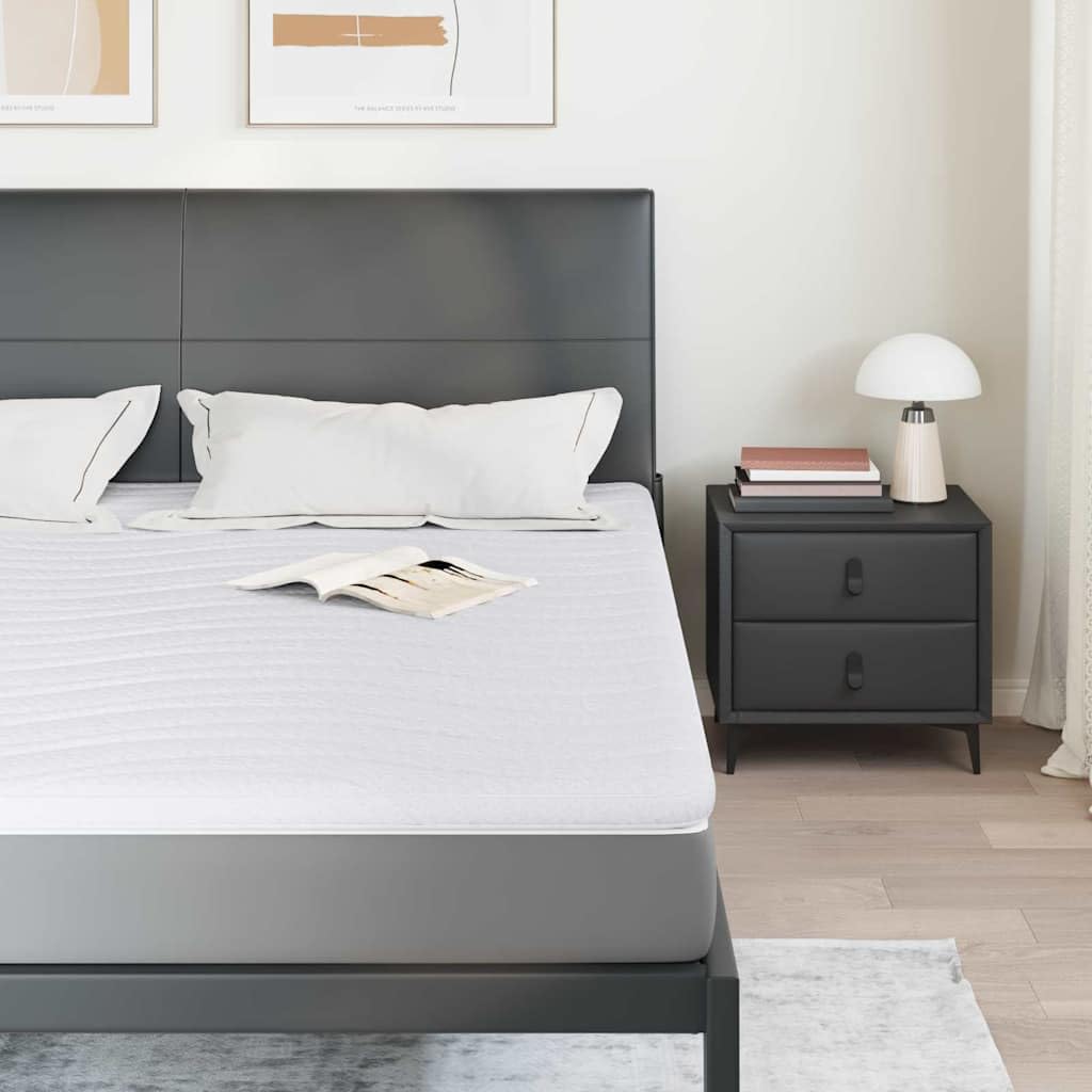 Cubrecolchón blanco 200 x 200 cm de tejido de punto transpirable con relleno de espuma de látex, antideslizante, impermeable, hipoalergénico, higiénico para dormitorio y cama de invitados