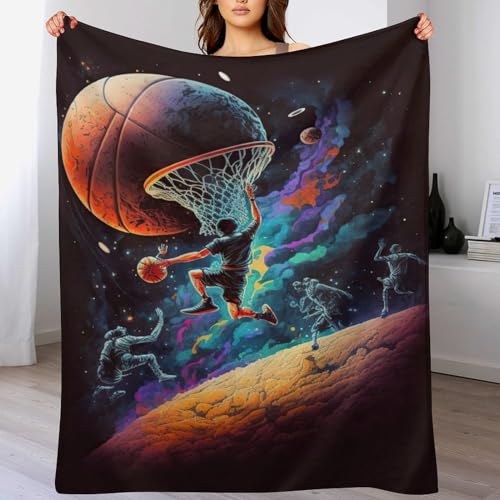 Couverture polaire basket-ball en flannel douce pour lit et canape 150x200cm - 2