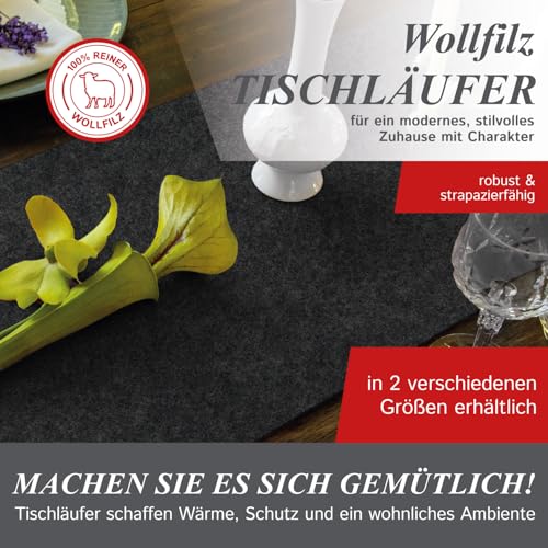 Chemin de table en feutre rectangulaire gris graphite pour table basse et salon - 3