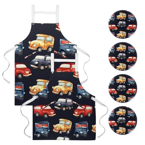 Tablier de cuisine pour pâtisserie et nettoyage lot de 2 avec broches style rétro