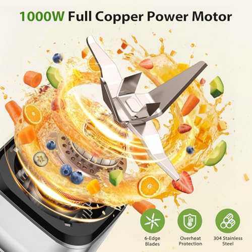 KOIOS 850W Countertop Blenders for Shakes and Smoothies, Protein Drinks, Nuts, Spices，Fruit Vegetables Drinks，Coffee Grinder for Beans,11-Piece Kitchen Blender Set with 6 Super Smooth Blade， by KOIOS - Image 2