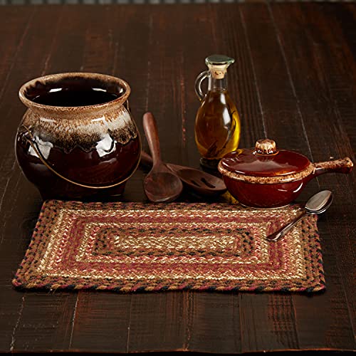VHC Brands Ginger Spice Table Placemat Orange Red Natural Jute Blend Rectangle 10×15 Inches