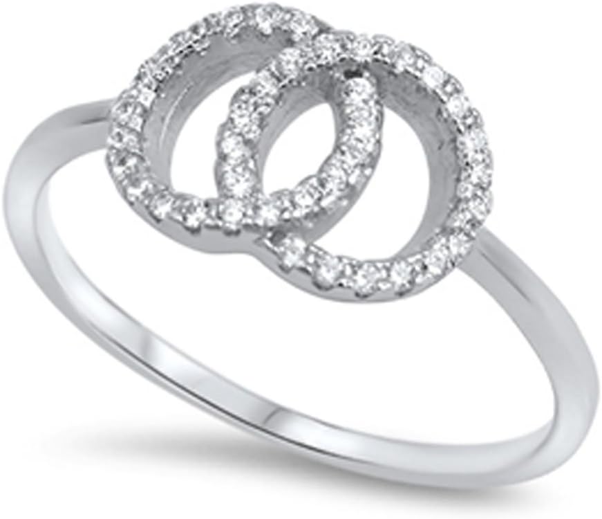 CHOOSE YOUR COLOR Sterling Silver Interlocking Circles Ring