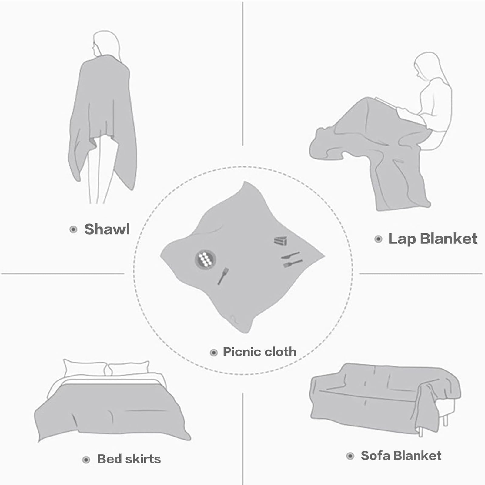 Tappetino Picnic Spiaggia, Coperta con Nappe, Coperta Etnica Righe BohéMien, per Tappeti Viaggio Divani(Brown 1,180 * 340cm)