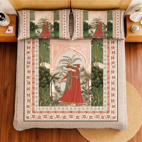 Image of DECORUM Premium 7D Digital Printed Cotton BEDSHEET (90 X 100) Inch with 2 King Size Pillow Covers - HIGH-Definition Design & Superior Comfort (Heavy Quality) BEDSHEET