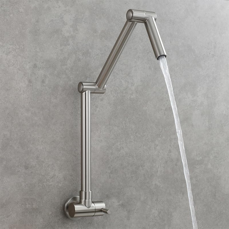 Grifo de Cocina de Pared, extraíble, Monomando, caño Giratorio de Agua fría, Plegable, Acabado Cepillado, fregaderos y cocinas.