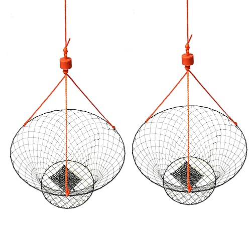 2-Pack of KUFA Sports Vinyl Coated 30-Inch Crab Ring with 50-feet Rope and Bait case ((CT90+27093) X2)
