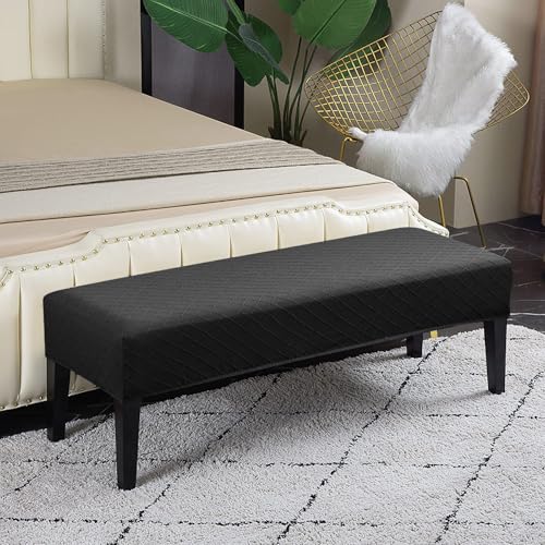 Lebaley-Dining-Bench-Cover-Stretch-Jacquard-Bench-Slipcover-Dining-Bench-Seat-Protector-Washable-Dining-Room-Bench-Cover-Removable-Dining-Bench-Protector-for-Kitchen-Living-Room-Bedroom-Black Lebaley Dining Bench Cover Stretch Jacquard Bench Slipcover Dining Bench Seat Protector Washable Dining Room Bench Cover Removable Dining Bench Protector for Kitchen Living Room Bedroom Black