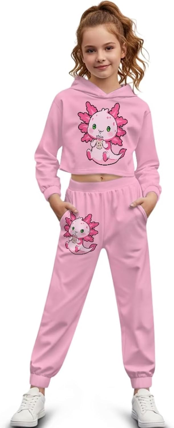Girls 2 Piece Outfits Sweatsuits Pullover Hoodie Sweatshirt and Sweatpant Athletic Fall Outfits