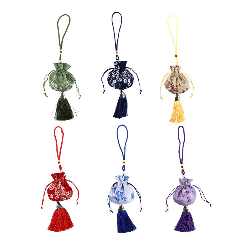 Vctitil 6Pcs Plum Flower Pattern Sachet Smooth Brocade Chinese Style Sachet Dragon Boat Festival Pendant Car Hanging Decoration Graduation Gift