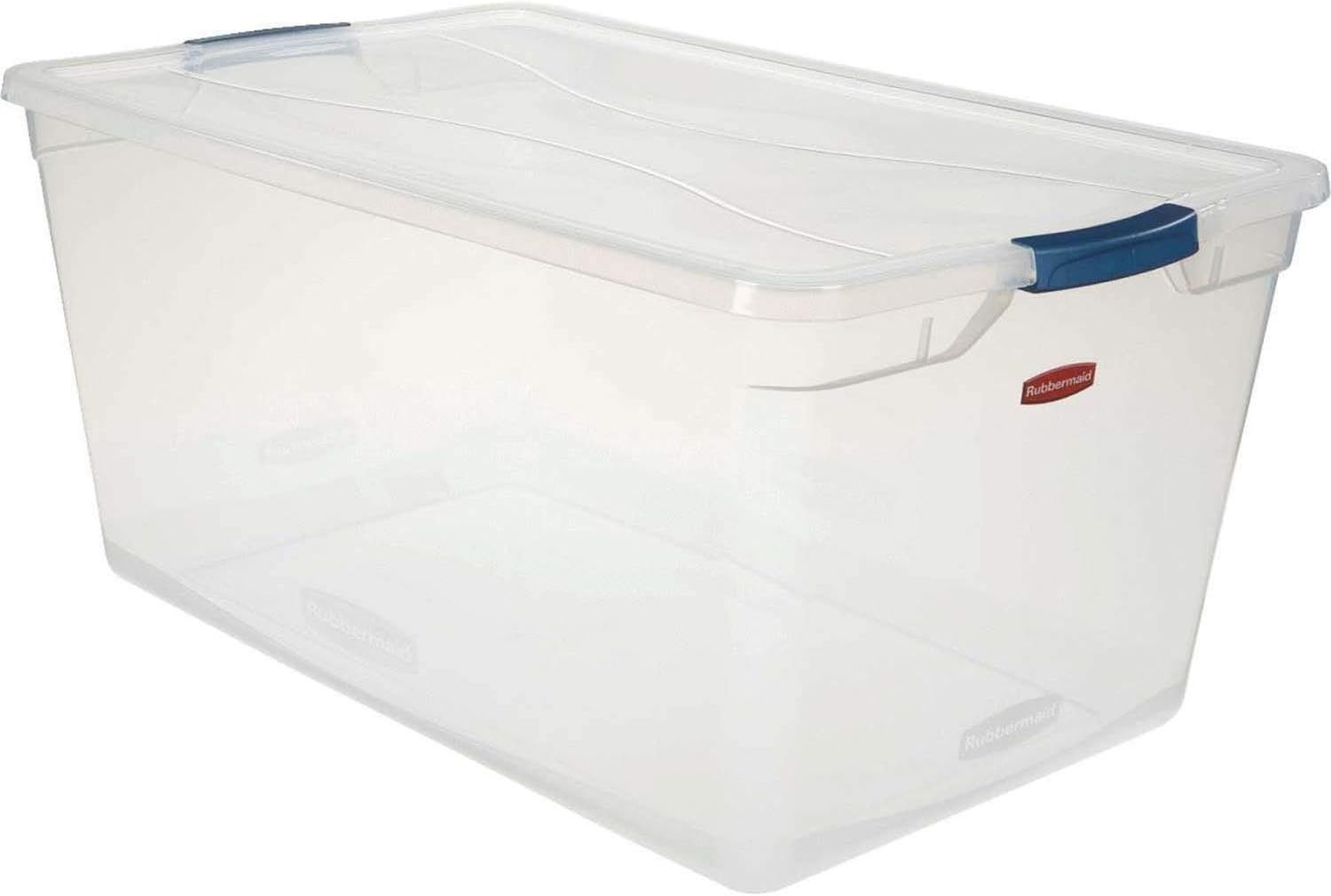 United Solutions Cleverstore Clear Latching Storage Tote w/Lid, 95 Quart, 29" L x 17-3/4"W x 13-1/4"H, Lot of 4