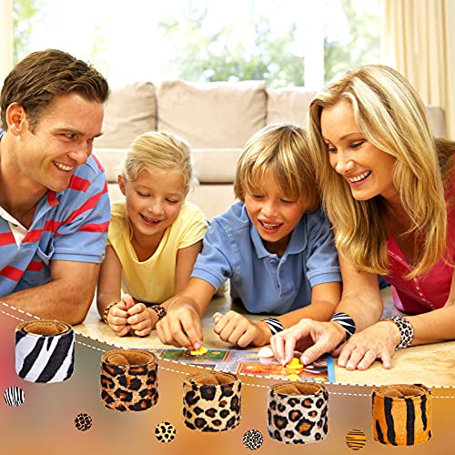 25 Pieces Animal Print Wristband Wild Animal Assorted Safari Print Slap Bracelet Deer Leopard Tiger Slap Bracelet For Kids Boys Girls Animal Themed Birthday Party Favors #TOP6
