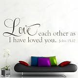 Aimer Les UNS Les Autres comme Je Vous AI aimés devis Autocollant Mural Verset de la Bible Sticker Mural muraux en Vinyle Art Mural décoration de la maison57X20CM