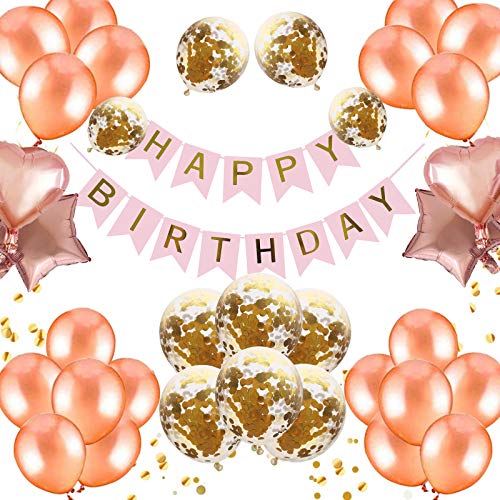 誕生日 飾り付け セット バルーン 風船 ゴールド HAPPY BIRTHDAY バースデー パーティー デコレーション セット きらきら風船 パーティー お祝い ローズゴールド FU-681のサムネイル