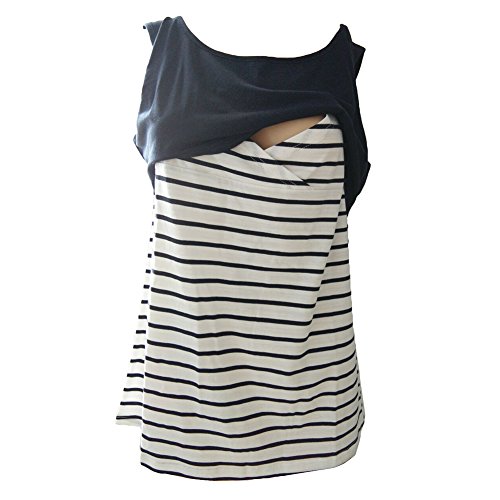Meedot Grossesse Vêtements de maternité Hauts de maternité T-shirt Gilet d'allaitement Marine XL