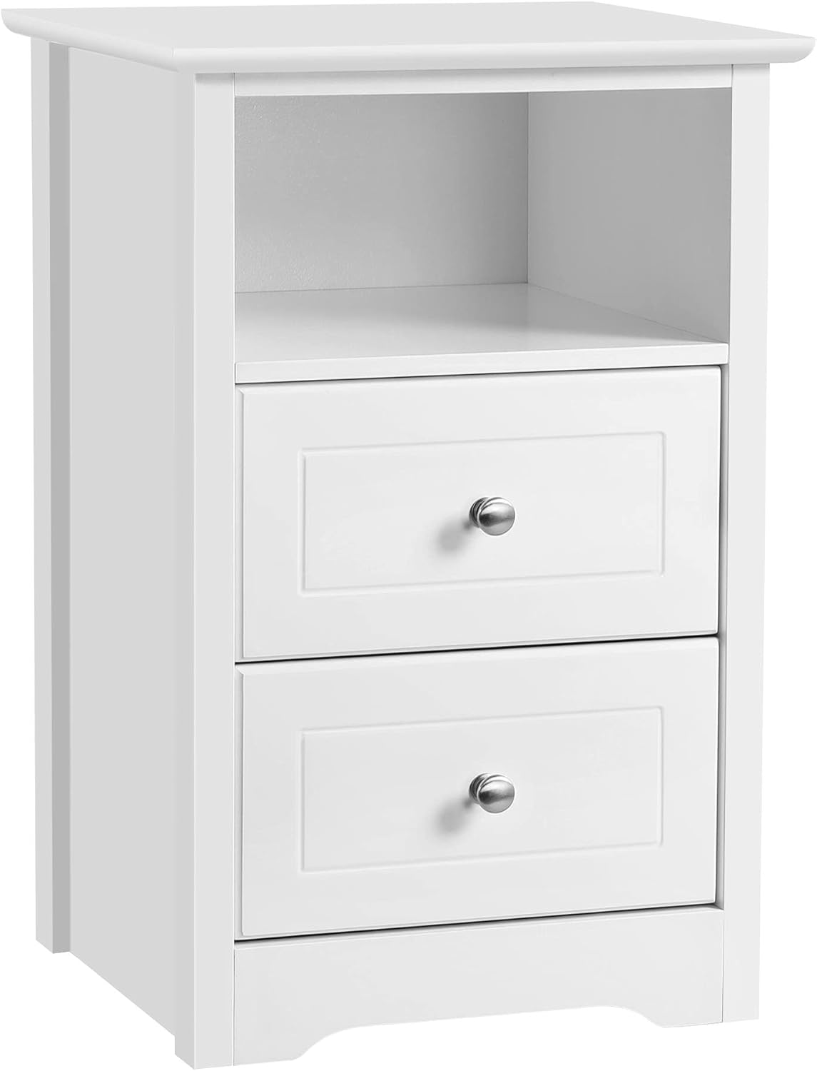 Yaheetech White BedsideTable, Bedside Chest of 2 Drawers