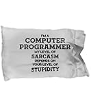 Funny Computer Programmer Pillow Case - My Level of Sarcasm Pillowcase - Birthday for Coworkers, Colleagues, Men, Women, Mom, Dad