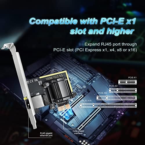 KEEKU 2.5G Gigabit Network Card, RTL8125B 2.5G/1G/100Mbps PCI Express Ethernet with Heat Sink RJ45 LAN Adapter Converter for Host Servers Desktop PC Support Windows, Linux with Low Profile