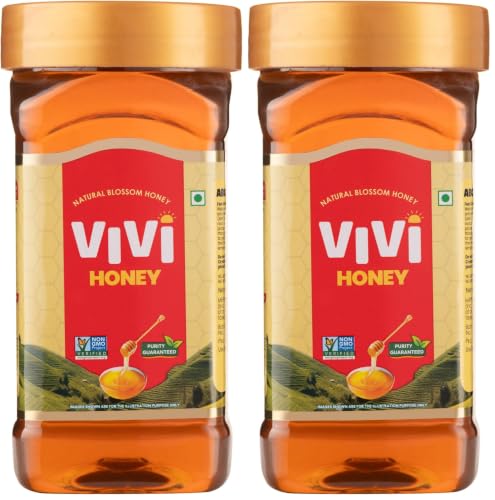 Image of VIVI Natural Honey - 500g | 100% Pure Honey | No Sugar Adulteration | Naturally Rich in Anti-Oxidants | Non-GMO Project Verified | Globally Certified (Pack of 2)