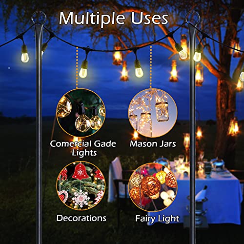 Surnie String Light Poles Outdoor - 4 Sticks 8.5Ft Tall Metal Lighting Post - Patio String Light Holder Pole Outside - Hanging Lights Standing For Garden Bistro Backyard Party Wedding #TOP5