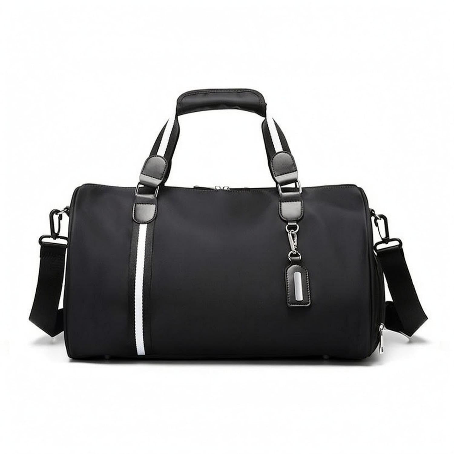 URJIX™ Black Travel Duffel Bag Barrel-Shaped Nylon Style L | Carry Options Storage Layout Nylon Black Style L-image-37