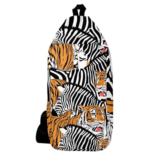 Sac à dos à bandoulière motif tigre zèbre multicolore design compact mixte