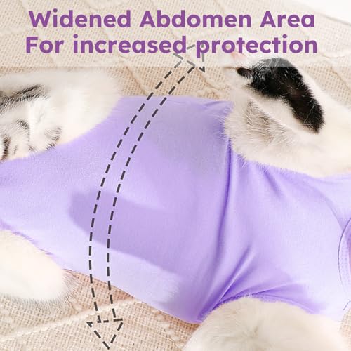 Hpetppy Cat Recovery Suit for Spay Abdominal Wound, Breathable Kitten Onesie for Cats After Surgery, Anti Licking Cat Cone Alternative, Pet Surgery Recovery Shirt-Purple(L) by Hpetppy - Image 5
