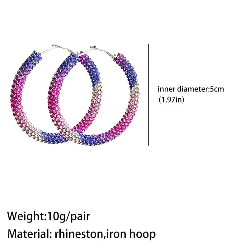 Bohemian Sparkle Resin Rhinestone Wrapped Big Hoop Dangle Earrings Circle Jewelry for Women2