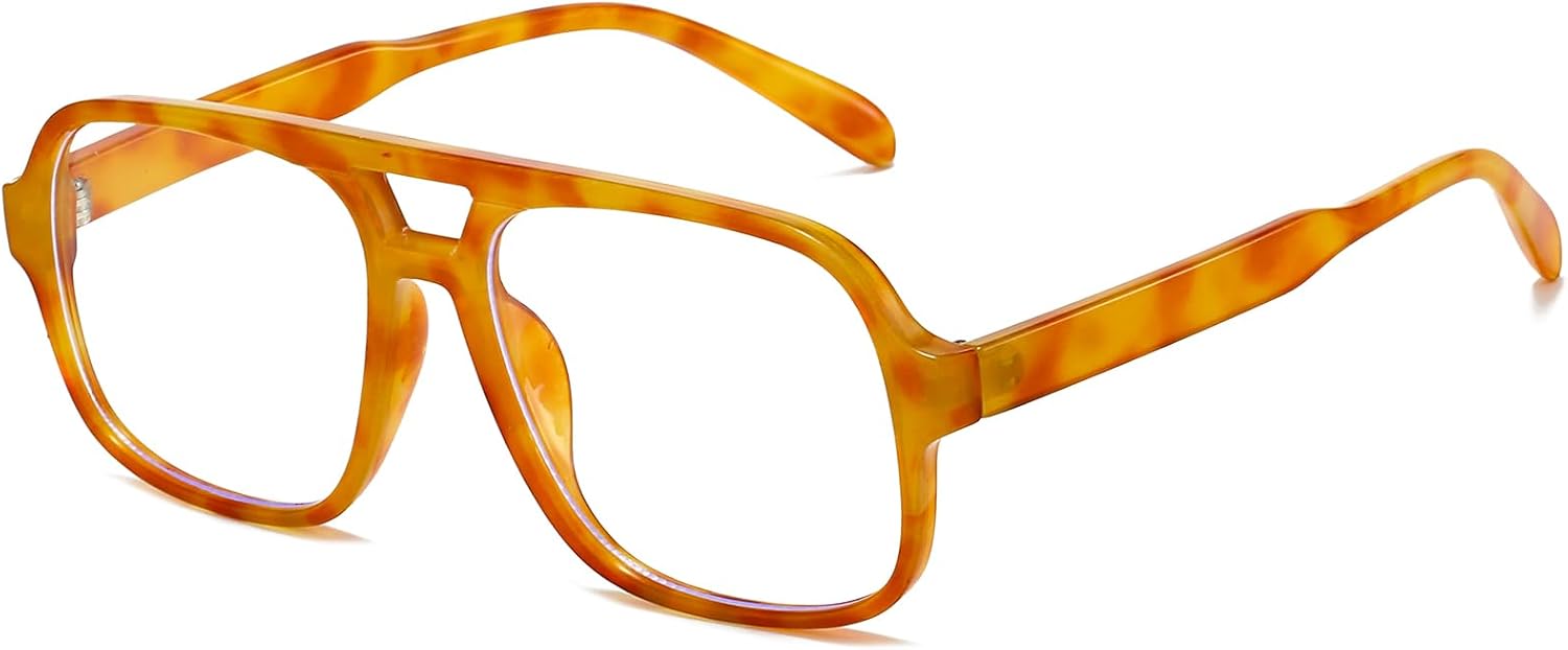 Breaksun Oversized Square Aviator Glasses for Women Men Big Frame Retro Blue Light Blocking Glasses Vintage Style
